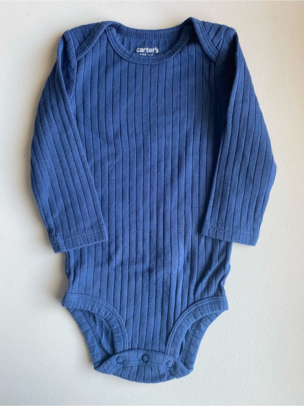 Carter's Child of Mine Blue Ribbed Long Sleeve Bodysuit 6-9M